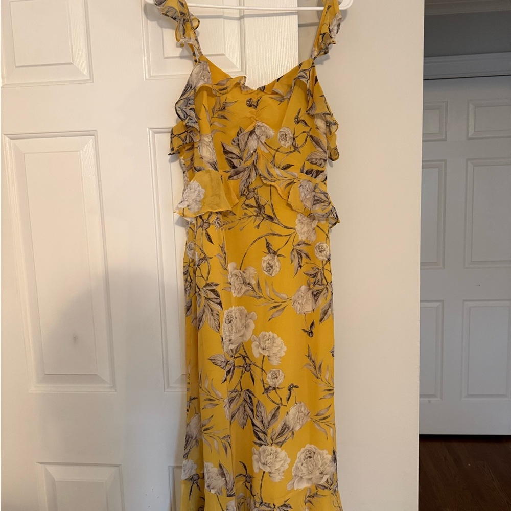Lucy Paris Yellow Floral Ruffle Maxi Dress